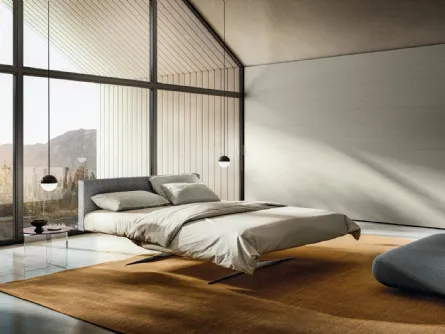 Letto con testiera imbottita Steel 1701 di Lago