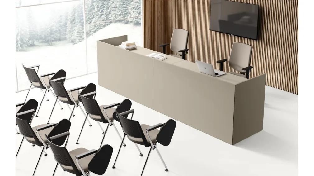 Bancone Reception Point finitura Stone Grey di Las Mobili